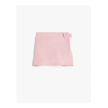 Fusta-pantalon din amestec de bumbac cu aplicatie cu funda