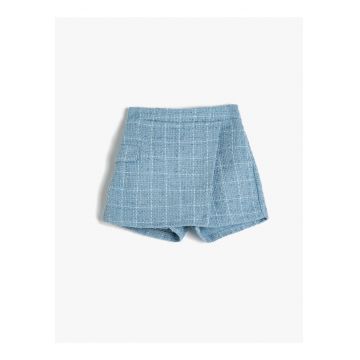 Fusta-pantalon din tuid cu model in carouri