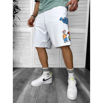 Pantaloni de trening scurti albi  cu imprimeu Y240 O3-2.1