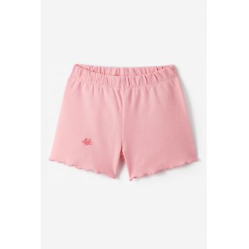 Pantaloni scurti cu terminatie valurita si detaliu cu broderie discreta