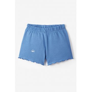 Pantaloni scurti cu terminatie valurita si detaliu cu broderie discreta
