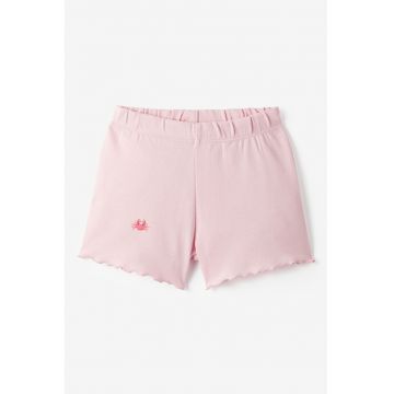 Pantaloni scurti cu terminatie valurita si detaliu cu broderie discreta