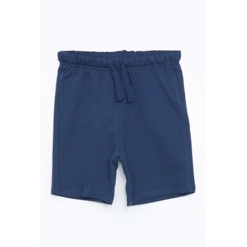 Pantaloni scurti din bumbac cu model uni si snur de ajustare