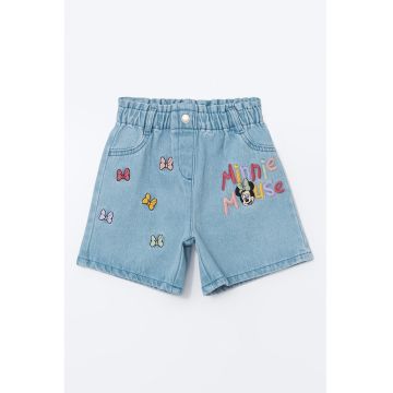 Pantaloni scurti din denim cu broderie cu Minnie Mouse