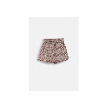 Pantaloni scurti in carouri - cu talie elastica - Gri
