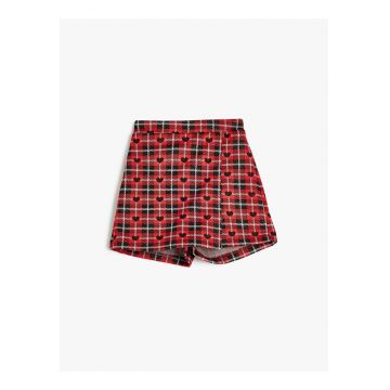 Fusta-pantalon cu model in carouri si talie elastica