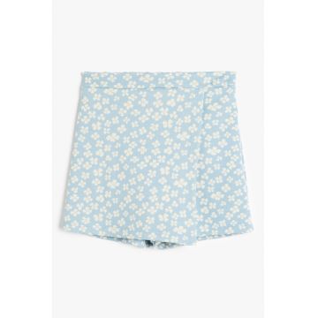 Fusta-pantalon cu talie inalta si model floral
