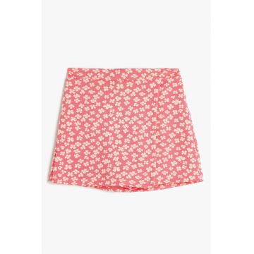 Fusta-pantalon cu talie inalta si model floral