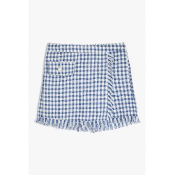 Fusta-pantalon din amestec de bumbac cu imprimeu in carouri