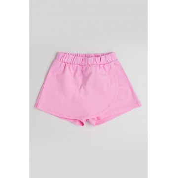 Fusta-pantalon din bumbac cu model uni