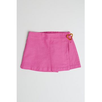 Fusta-pantalon din bumbac cu model uni