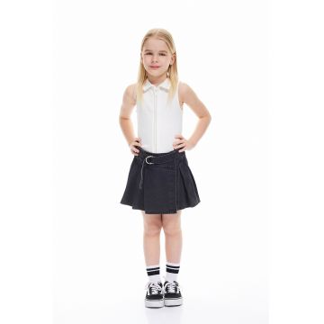 Fusta-pantalon din denim cu o curea