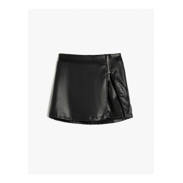 Fusta-pantalon din piele ecologica