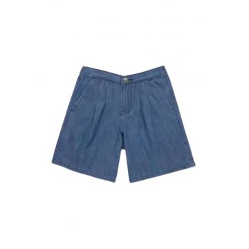 Pantaloni scurti copii  bumbac - albastru marin - cu banda elastica si doua buzunare -