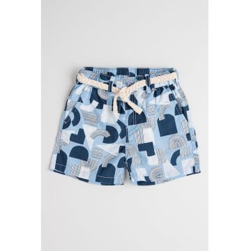 Pantaloni scurti cu model si cordon impletit in talie