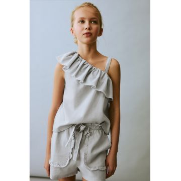 Pantaloni scurti cu model uni si snur de ajustare in talie