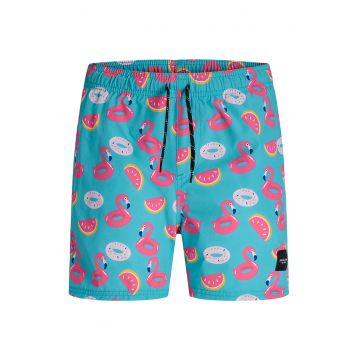 Pantaloni scurti cu snur de ajustare si imprimeu grafic