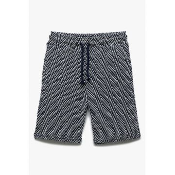 Pantaloni scurti cu snur si model herringbone