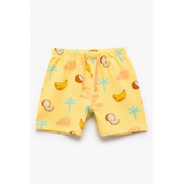 Pantaloni scurti cu snur si model tropical
