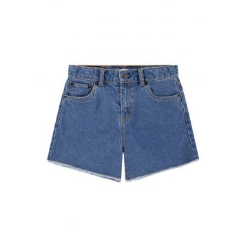 Pantaloni scurti de denim cu model uni