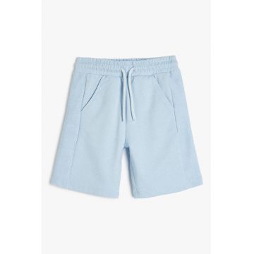 Pantaloni scurti din amestec de bumbac cu model uni