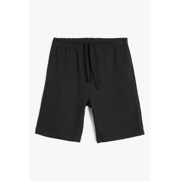 Pantaloni scurti din amestec de bumbac cu model uni