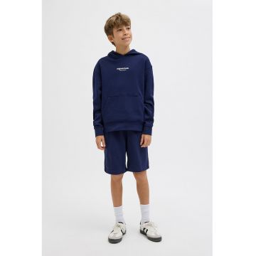 Pantaloni scurti din amestec de bumbac cu snur in talie - Negru