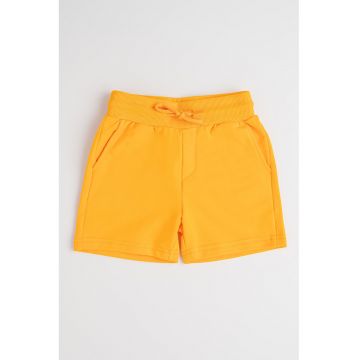 Pantaloni scurti din amestec de bumbac cu snururi - Portocaliu deschis