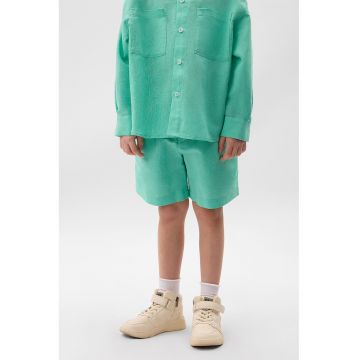 Pantaloni scurti din amestec de in cu snururi de ajustare