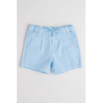 Pantaloni scurti din amestec de in si bumbac cu talie ajustabila