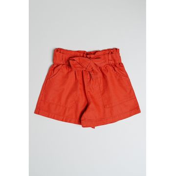 Pantaloni scurti din amestec de lyocell si bumbac cu talie ajustabila