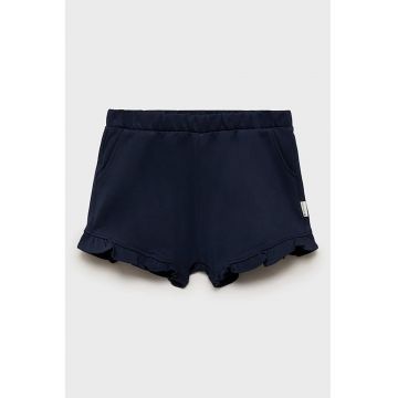 Pantaloni scurti din bumbac cu terminatii cu volane si model uni
