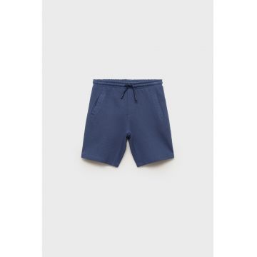 Pantaloni scurti texturati din bumbac cu talie ajustabila