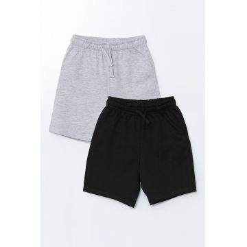 Set de pantaloni scurti cu model uni si snur de ajustare - 2 perechi