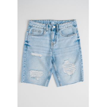Bermude din denim cu aspect deteriorat