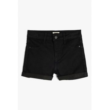 Blugi scurti din amestec de bumbac cu model uni