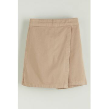Fusta-pantalon de bumbac cu talie elastica