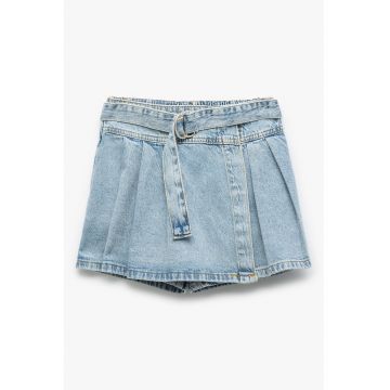 Fusta-pantalon din denim cu o curea