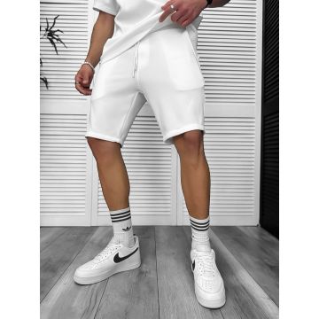 Pantaloni de trening scurti albi 8207B
