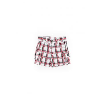 Pantaloni scurti - bebelusi - in carouri - 32142 - Alb -