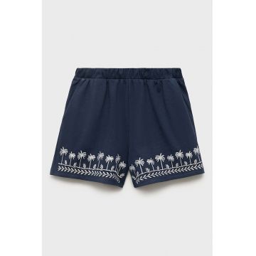 Pantaloni scurti cu broderie tropicala