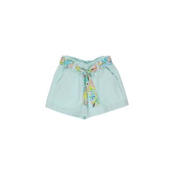 Pantaloni scurti cu esarfa in talie  - Jungle - Verde Mint - pentru fetite