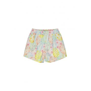 Pantaloni scurti cu imprimeu colorat  - Party Mood - Alb cu cercuri multicolore - pentru fetite