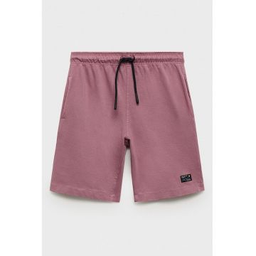 Pantaloni scurti cu model uni si talie ajustabila