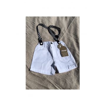 Pantaloni scurti cu talie elastica si bretele detasabile -  - Feeling Good - Alb - pentru baietei