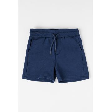 Pantaloni scurti din amestec de bumbac cu snururi - Albastru ultramarin