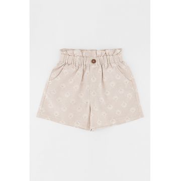 Pantaloni scurti din amestec de in cu talie inalta
