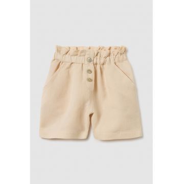 Pantaloni scurti din amestec de in cu talie inalta