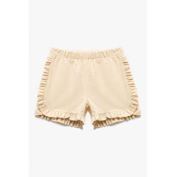 Pantaloni scurti din bumbac cu terminatii cu volane