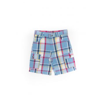 Pantaloni scurti din bumbac - in carouri - baieti - 43342 - Albastru -